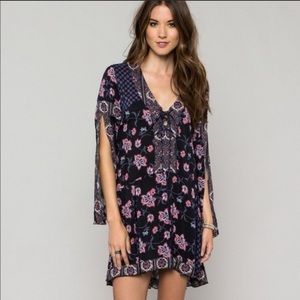 Anna Sui X O'Neil Boho Black Floral Tassle Dottie Dress Medium